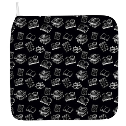 Black And White Books Pattern Print Hand Towel