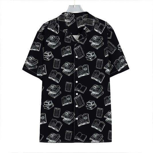 Black And White Books Pattern Print Hawaiian Shirt