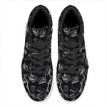 Black And White Books Pattern Print High Top Leather Sneakers