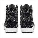 Black And White Books Pattern Print High Top Leather Sneakers