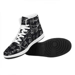 Black And White Books Pattern Print High Top Leather Sneakers
