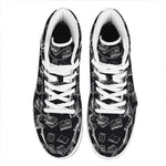 Black And White Books Pattern Print High Top Leather Sneakers