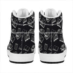Black And White Books Pattern Print High Top Leather Sneakers