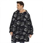 Black And White Books Pattern Print Hoodie Blanket