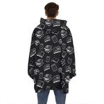 Black And White Books Pattern Print Hoodie Blanket