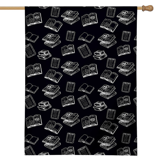 Black And White Books Pattern Print House Flag