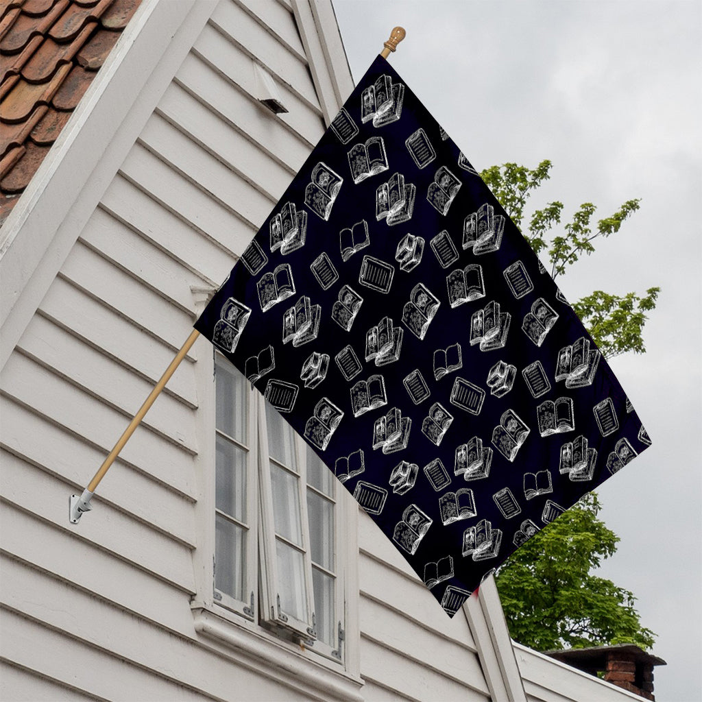 Black And White Books Pattern Print House Flag