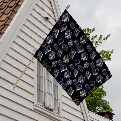 Black And White Books Pattern Print House Flag