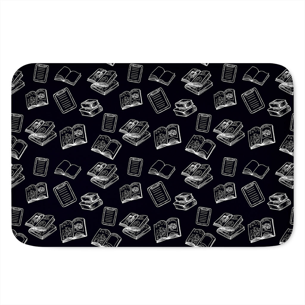 Black And White Books Pattern Print Indoor Door Mat