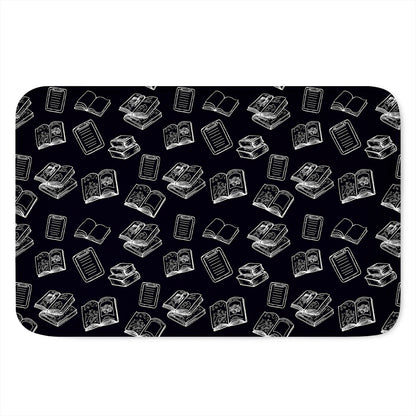 Black And White Books Pattern Print Indoor Door Mat