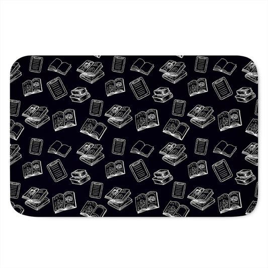 Black And White Books Pattern Print Indoor Door Mat