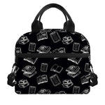 Black And White Books Pattern Print Insulated Lunch Bag