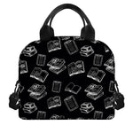 Black And White Books Pattern Print Insulated Lunch Bag