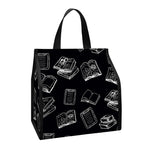 Black And White Books Pattern Print Insulated Lunch Tote