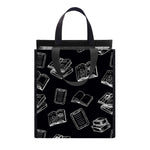 Black And White Books Pattern Print Insulated Lunch Tote