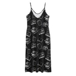 Black And White Books Pattern Print Jersey Midi Cami Dress