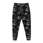 Black And White Books Pattern Print Jogger Pants
