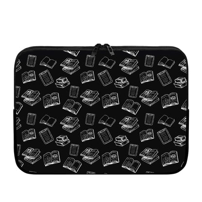 Black And White Books Pattern Print Laptop Sleeve