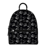 Black And White Books Pattern Print Leather Backpack