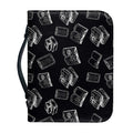 Black And White Books Pattern Print Leather Bible Cover