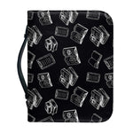 Black And White Books Pattern Print Leather Bible Cover