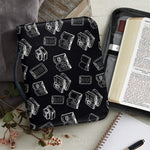 Black And White Books Pattern Print Leather Bible Cover