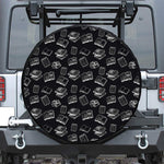 Black And White Books Pattern Print Leather Spare Tire Cover