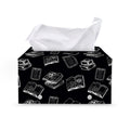 Black And White Books Pattern Print Leather Tissue Box Cover