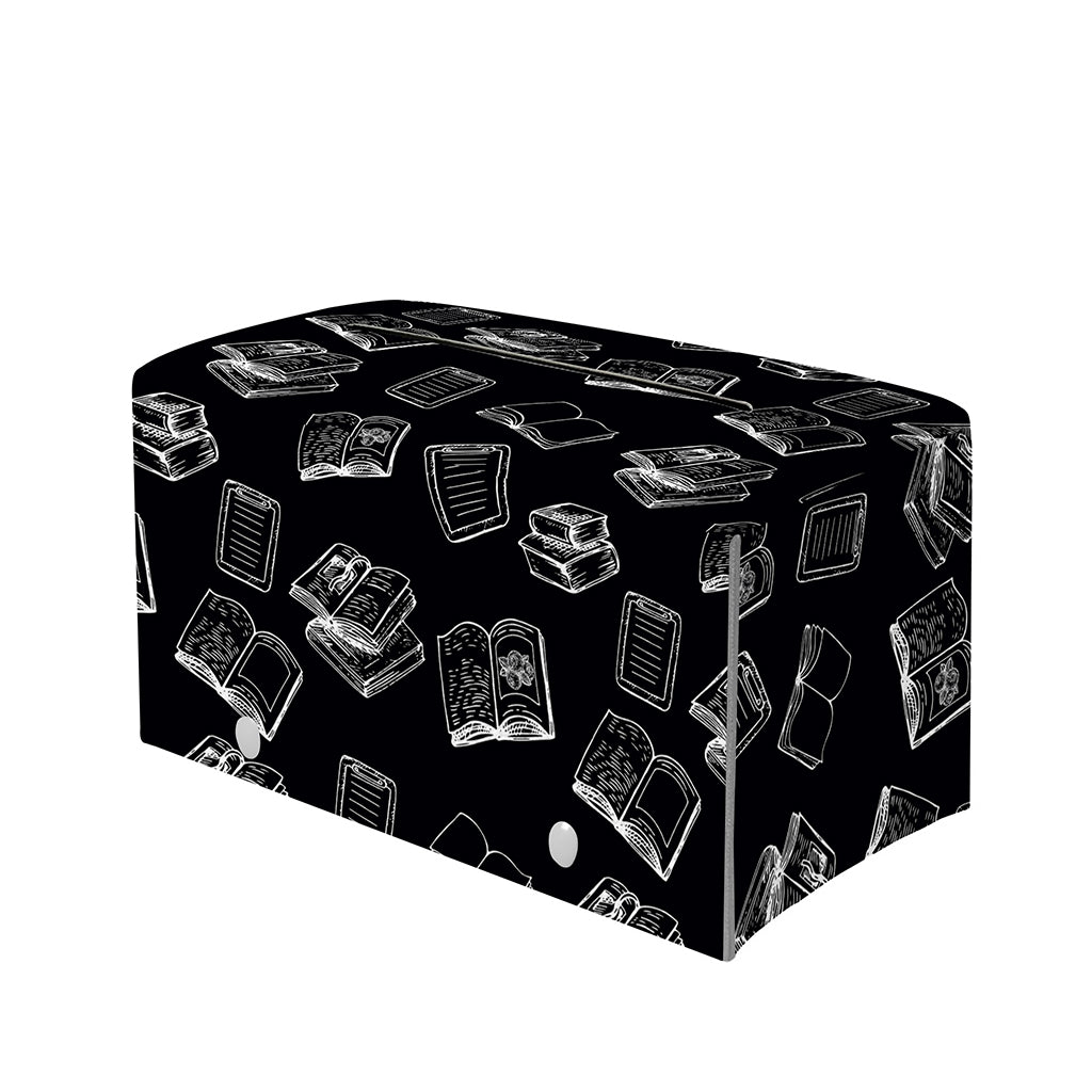 Black And White Books Pattern Print Leather Tissue Box Cover