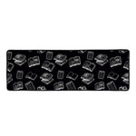 Black And White Books Pattern Print Long Kitchen Mat