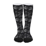 Black And White Books Pattern Print Long Socks