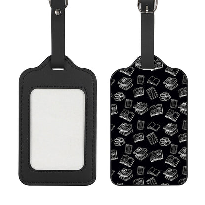 Black And White Books Pattern Print Luggage Tag
