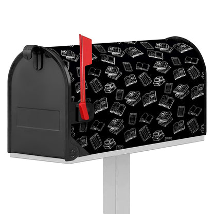 Black And White Books Pattern Print Mailbox Cover