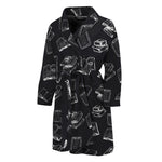 Black And White Books Pattern Print Men's Bathrobe