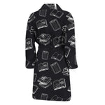 Black And White Books Pattern Print Men's Bathrobe