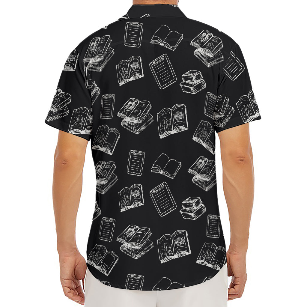 Black And White Books Pattern Print Men's Deep V-Neck Shirt