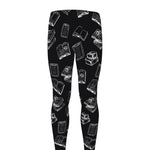 Black And White Books Pattern Print Men's leggings