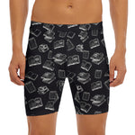 Black And White Books Pattern Print Men's Long Boxer Briefs