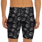 Black And White Books Pattern Print Men's Long Boxer Briefs