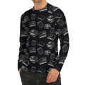 Black And White Books Pattern Print Men's Long Sleeve Rash Guard