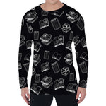 Black And White Books Pattern Print Men's Long Sleeve T-Shirt