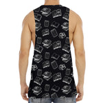 Black And White Books Pattern Print Men's Muscle Tank Top