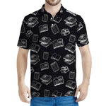Black And White Books Pattern Print Men's Polo Shirt