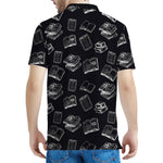 Black And White Books Pattern Print Men's Polo Shirt
