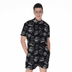 Black And White Books Pattern Print Men's Rompers