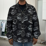 Black And White Books Pattern Print Men's Shirt Jacket
