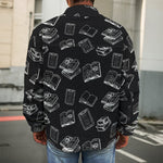 Black And White Books Pattern Print Men's Shirt Jacket