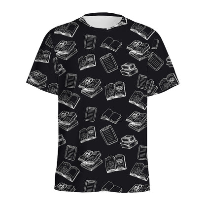 Black And White Books Pattern Print Men's Sports T-Shirt
