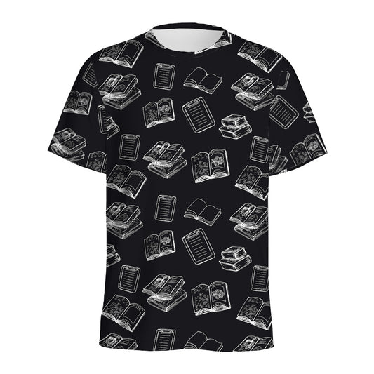 Black And White Books Pattern Print Men's Sports T-Shirt