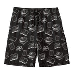 Black And White Books Pattern Print Men's Swim Trunks